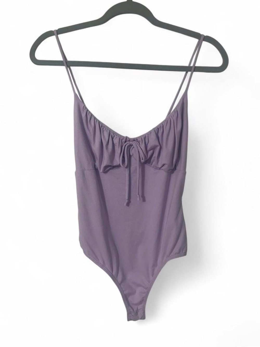 Blue Blush Lavender Purple Bodysuit Medium | Ruched Cami Stretch One Piece